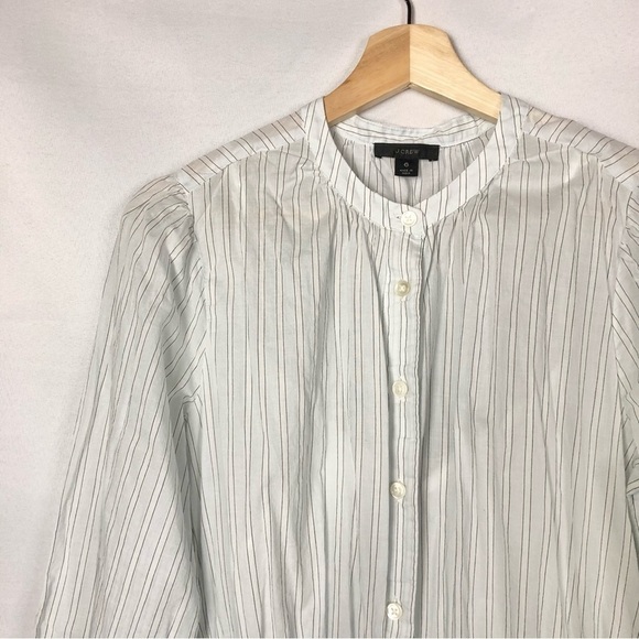 J. Crew Tie Waist Cotton Voile Deck Blue Stripe Long Sleeve Midi Dress 6 - Picture 6 of 6